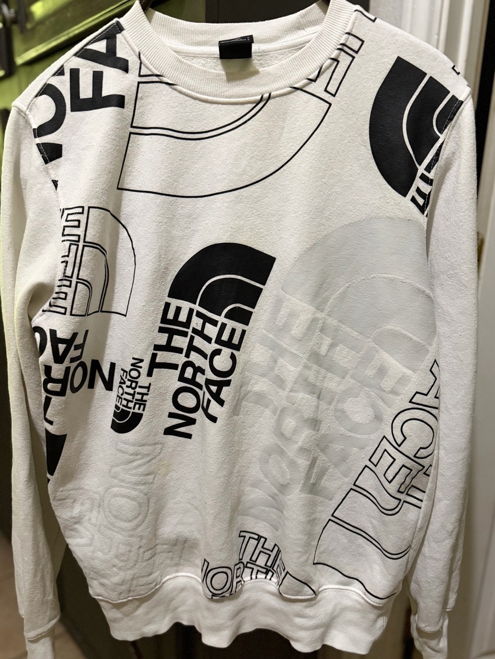 The North Face White Crewneck Sweatshirt with Black Logo Graphics